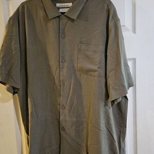 Tommy Bahama Silk Olive Green Button Down Shirt
